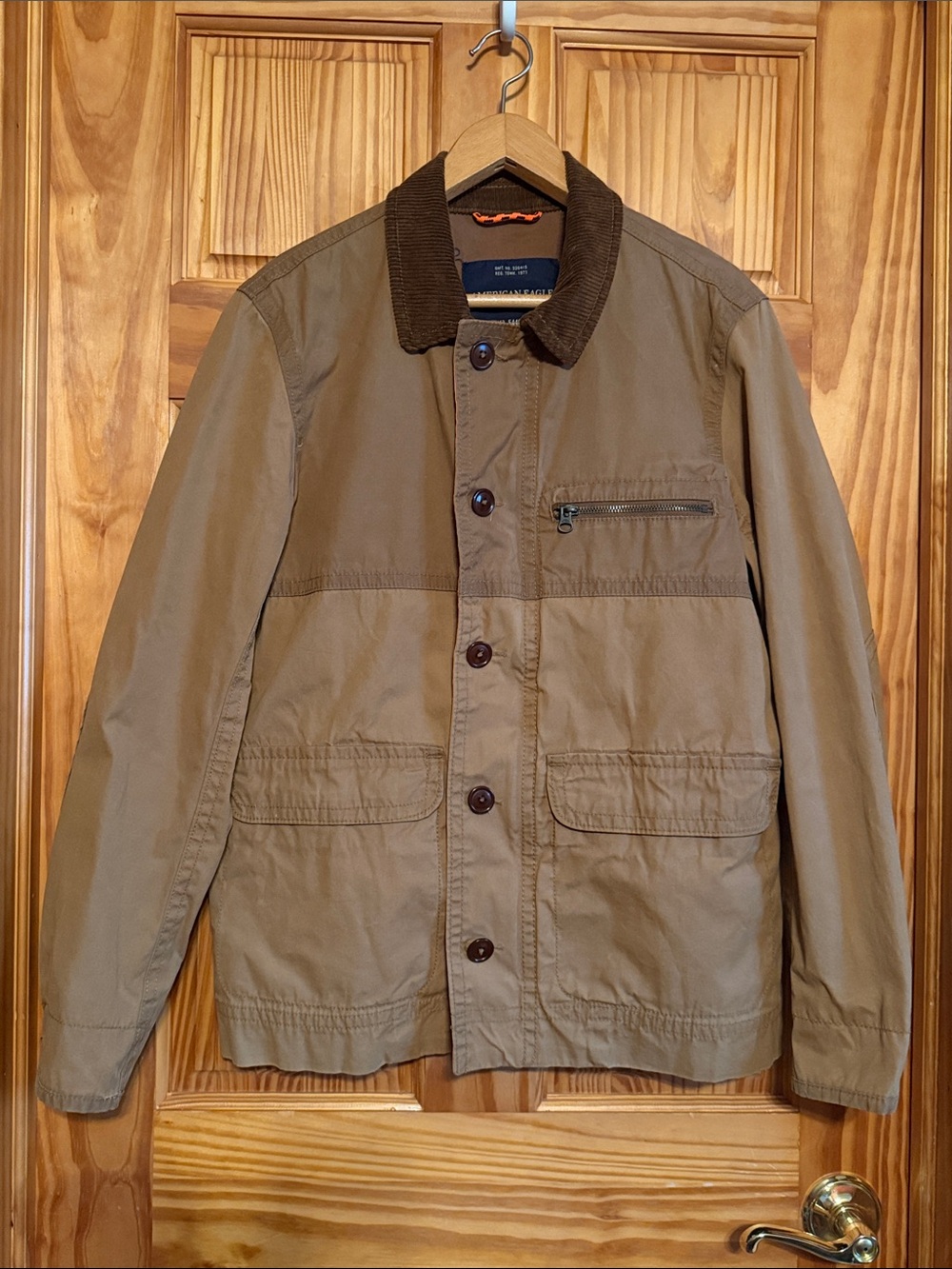 American Eagle Outfitters Brown/Tan Chore Jacket with Corduroy Collar